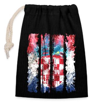 Croatian national flag emblem Croatia Hrvatska hrv - Closable cotton gift bag (14x20cm) - black - Front