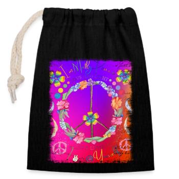 Hippie soul groovy Summer time Good vibes 70s 80s - Closable cotton gift bag (14x20cm) - black - Front