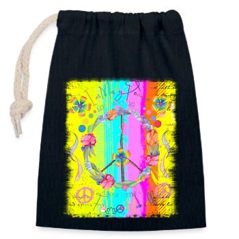 Hippie soul groovy Summer time Good vibes 70s 80s - Closable cotton gift bag (14x20cm) - navy - Front