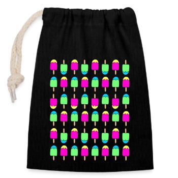 Popsicles - Closable cotton gift bag (14x20cm) - black - Front