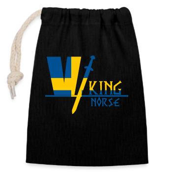 Viking Sweden - Closable cotton gift bag (14x20cm) - black - Front