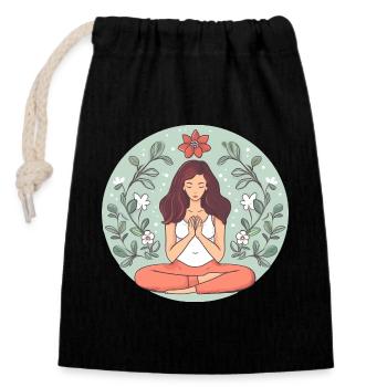 Yoga Pose Woman Yoga Lover - Closable cotton gift bag (14x20cm) - black - Front