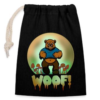 Woof Halloween Bear - Closable cotton gift bag (14x20cm) - black - Front