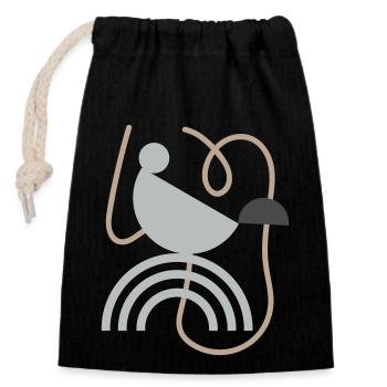 Abstract Design - Closable cotton gift bag (14x20cm) - black - Front