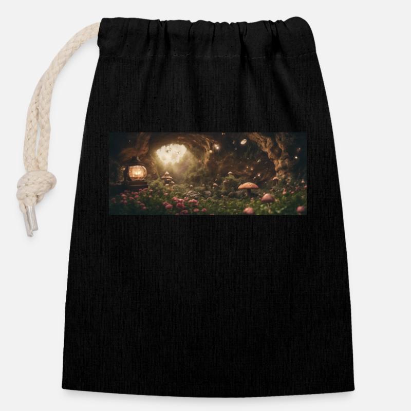 V 4 - Closable cotton gift bag (14x20cm) - black