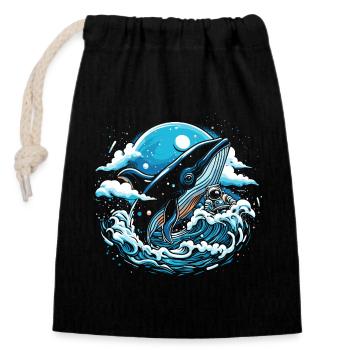 Space Whale Imagination - Closable cotton gift bag (14x20cm) - black - Front