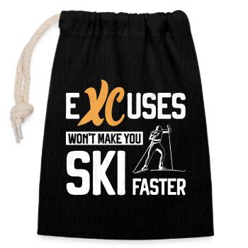 XC Ausreden Langlauf Langlauf Ski Nordischer Ski Biathlon - Verschließbarer Geschenkbeutel aus Baumwolle (14x20cm) - Schwarz - Vorne