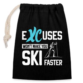 XC Ausreden Langlauf Langlauf Ski Nordischer Ski Biathlon - Verschließbarer Geschenkbeutel aus Baumwolle (14x20cm) - Schwarz - Vorne