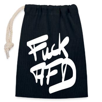 FCK AFD white - Closable cotton gift bag (14x20cm) - navy - Front