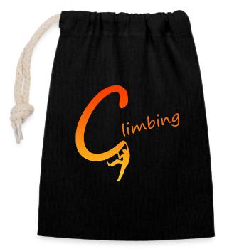 Climbing Klettern Bouldern - Verschließbarer Geschenkbeutel aus Baumwolle (14x20cm) - Schwarz - Vorne