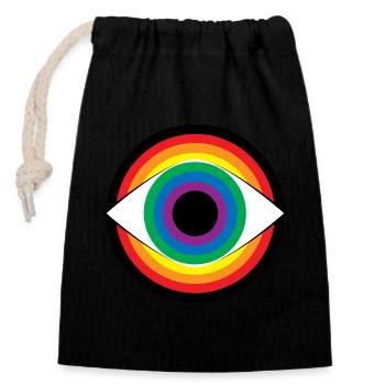 Hypnose Oeil Arc-en-ciel Coloré Voir Variété Magique - Sac cadeau en coton avec cordon (14 x 20 cm) - noir - Devant