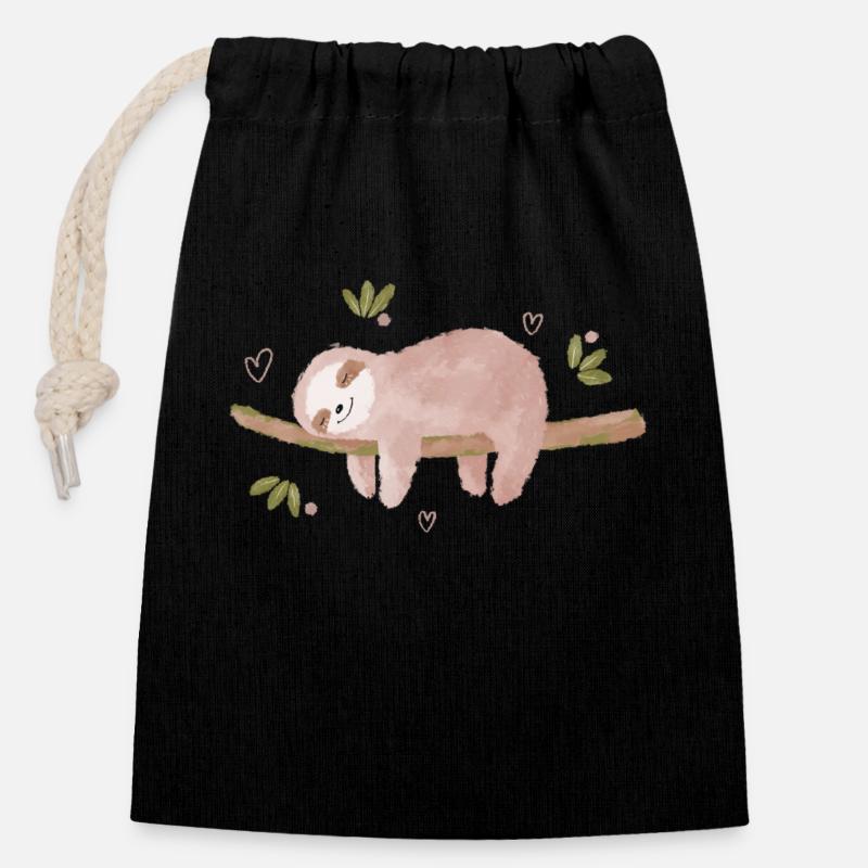 Sleep - Closable cotton gift bag (14x20cm) - black