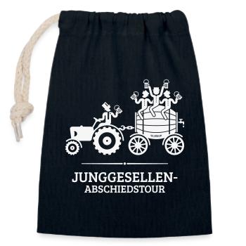 Junggesellen-Abschiedstour Trecker Bierfass JGA W - Verschließbarer Geschenkbeutel aus Baumwolle (14x20cm) - Navy - Vorne