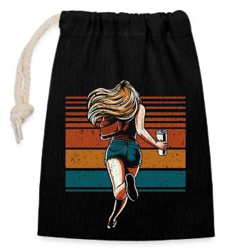 Coffee Junkie: Fun Design for Coffee-to-Go - Closable cotton gift bag (14x20cm) - black - Front