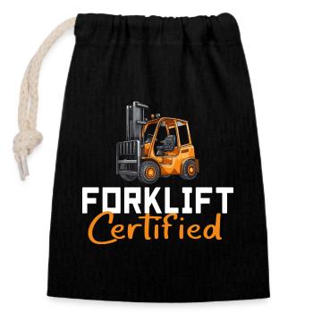 Forklift Certified - Closable cotton gift bag (14x20cm) - black - Front