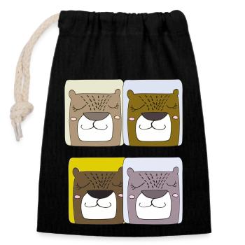 Ours 4 fois plus - Sac cadeau en coton avec cordon (14 x 20 cm) - noir - Devant