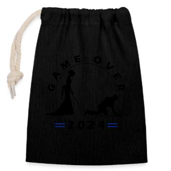 Game Over 2024 Wedding - Closable cotton gift bag (14x20cm) - black - Front