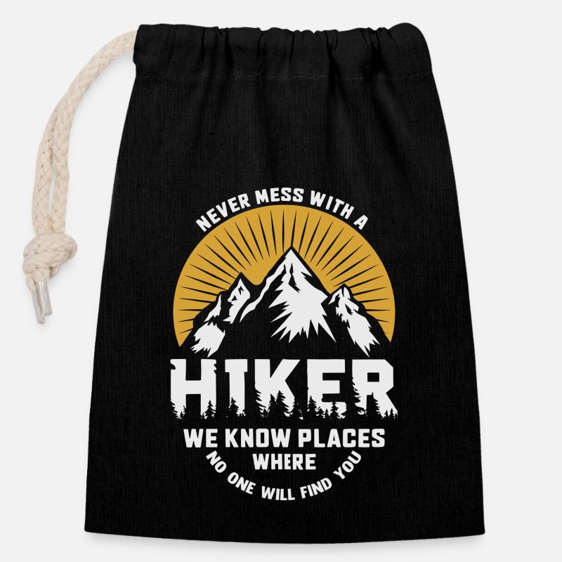 never mess with a hiker - Closable cotton gift bag (14x20cm) - black