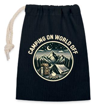 Camping auf der Welt aus - Verschließbarer Geschenkbeutel aus Baumwolle (14x20cm) - Navy - Vorne