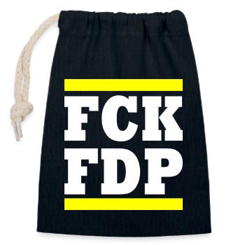 Fck fdp - Sac cadeau en coton avec cordon (14 x 20 cm) - bleu marine - Devant
