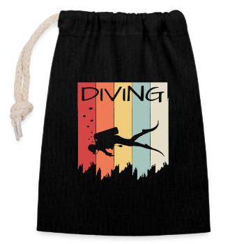 Tauchen Taucher Scuba Diver Diving - Verschließbarer Geschenkbeutel aus Baumwolle (14x20cm) - Schwarz - Vorne