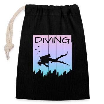 Tauchen Tauchdesign Diving Scuba Diver - Verschließbarer Geschenkbeutel aus Baumwolle (14x20cm) - Schwarz - Vorne