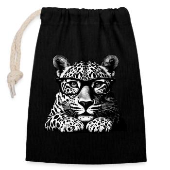 Leopard Glasses Optician Glasses Wearer Funny Wild - Closable cotton gift bag (14x20cm) - black - Front