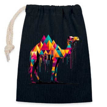 Chameau - Sac cadeau en coton avec cordon (14 x 20 cm) - bleu marine - Devant