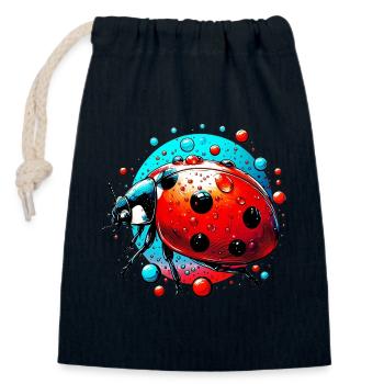 Ladybug - Closable cotton gift bag (14x20cm) - navy - Front