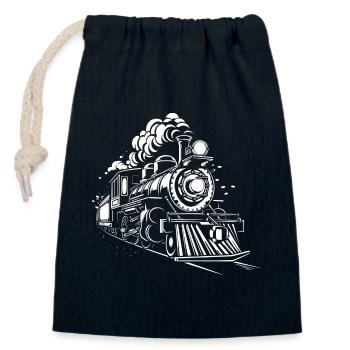 Steam locomotive - Closable cotton gift bag (14x20cm) - navy - Front