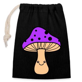 Bande dessinée champignon - Sac cadeau en coton avec cordon (14 x 20 cm) - noir - Devant