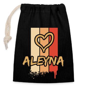 Aleyna - Verschließbarer Geschenkbeutel aus Baumwolle (14x20cm) - Schwarz - Vorne