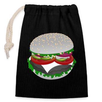 Burger-Style: Salat mit Biss - Verschließbarer Geschenkbeutel aus Baumwolle (14x20cm) - Schwarz - Vorne
