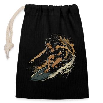Surfer Graphic - Closable cotton gift bag (14x20cm) - black - Front