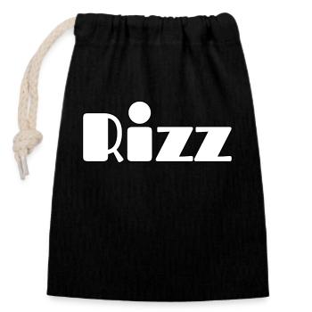 Modernes Rizz Design - Verschließbarer Geschenkbeutel aus Baumwolle (14x20cm) - Schwarz - Vorne