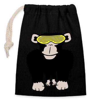 Funky Sonnenbrille Gorilla Cooler Party Affe Spaß - Verschließbarer Geschenkbeutel aus Baumwolle (14x20cm) - Schwarz - Vorne