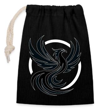Phoenix black and white - Closable cotton gift bag (14x20cm) - black - Front
