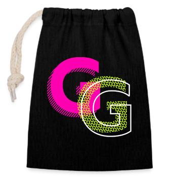 Lettre initiale G - Sac cadeau en coton avec cordon (14 x 20 cm) - noir - Devant