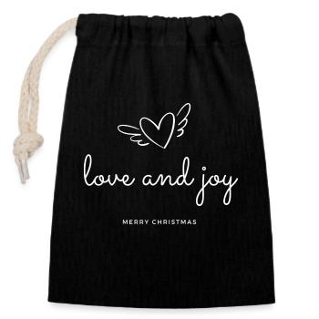 Love And Joy - MERRY CHRISTMAS - Verschließbarer Geschenkbeutel aus Baumwolle (14x20cm) - Schwarz - Vorne