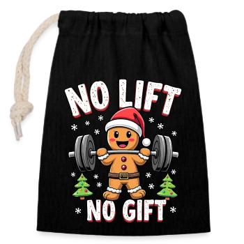 Pas d’ascenseur pas de cadeau Bodybuilder Pain d’épice Homme Gym - Sac cadeau en coton avec cordon (14 x 20 cm) - noir - Devant