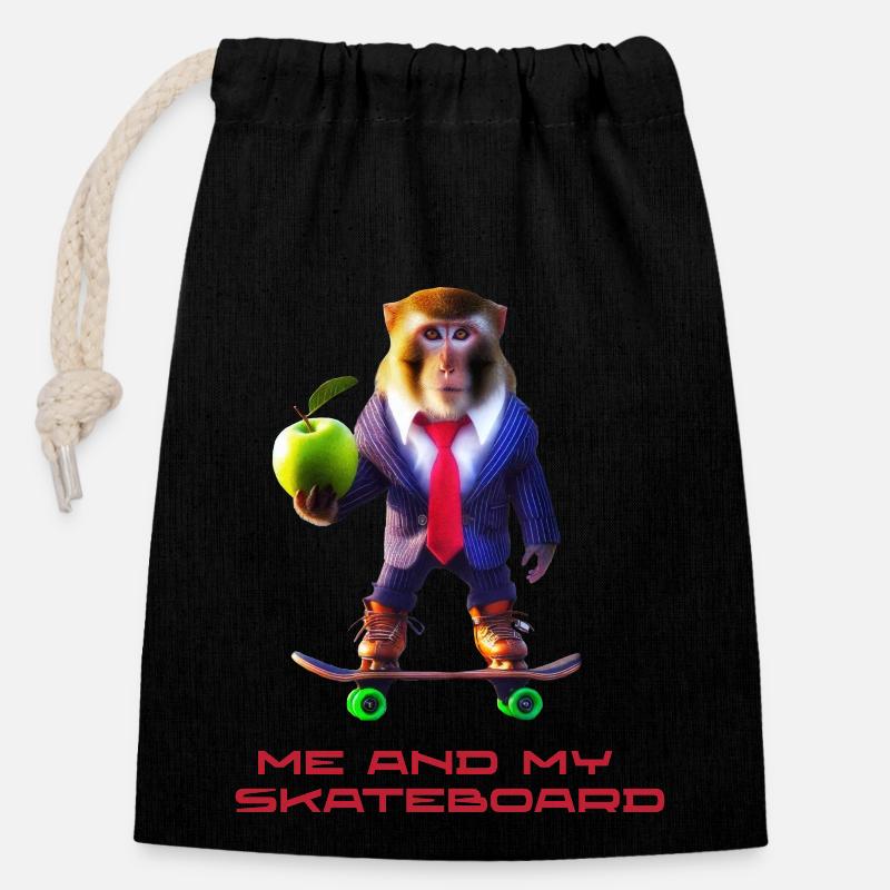 Fun monkey - Verschließbarer Geschenkbeutel aus Baumwolle (14x20cm) - Schwarz