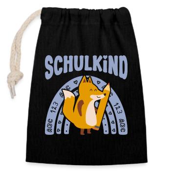 Schulkind 2026 - Erstklässler Einschulung - Süßer - Verschließbarer Geschenkbeutel aus Baumwolle (14x20cm) - Schwarz - Vorne