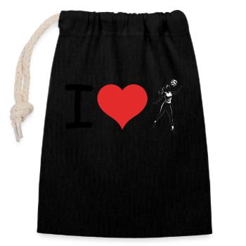 J’aime Volleyball - Fitness Design - Sac cadeau en coton avec cordon (14 x 20 cm) - noir - Devant