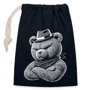 Teddy bear - Closable cotton gift bag (14x20cm) - navy - Front