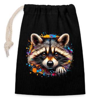 Raccoon - Closable cotton gift bag (14x20cm) - black - Front