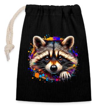 Raccoon - Closable cotton gift bag (14x20cm) - black - Front