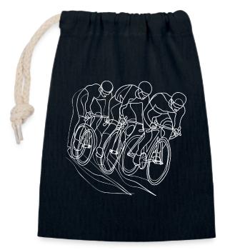 Cyclist Line Drawing - Closable cotton gift bag (14x20cm) - navy - Front