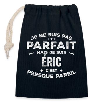 Eric Un Prénom, Une Histoire, Une Personnalité - Sac cadeau en coton avec cordon (14 x 20 cm) - bleu marine - Devant