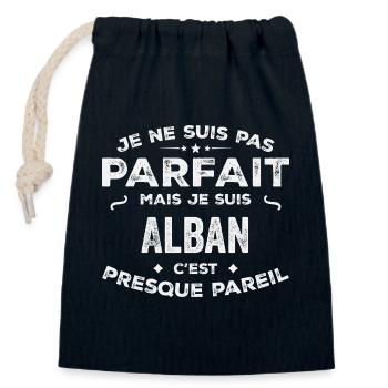 Alban Un Prénom, Une Histoire, Une Personnalité - Sac cadeau en coton avec cordon (14 x 20 cm) - bleu marine - Devant