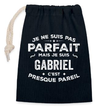 Gabriel Un Prénom, Une Histoire, Une Personnalité - Sac cadeau en coton avec cordon (14 x 20 cm) - bleu marine - Devant